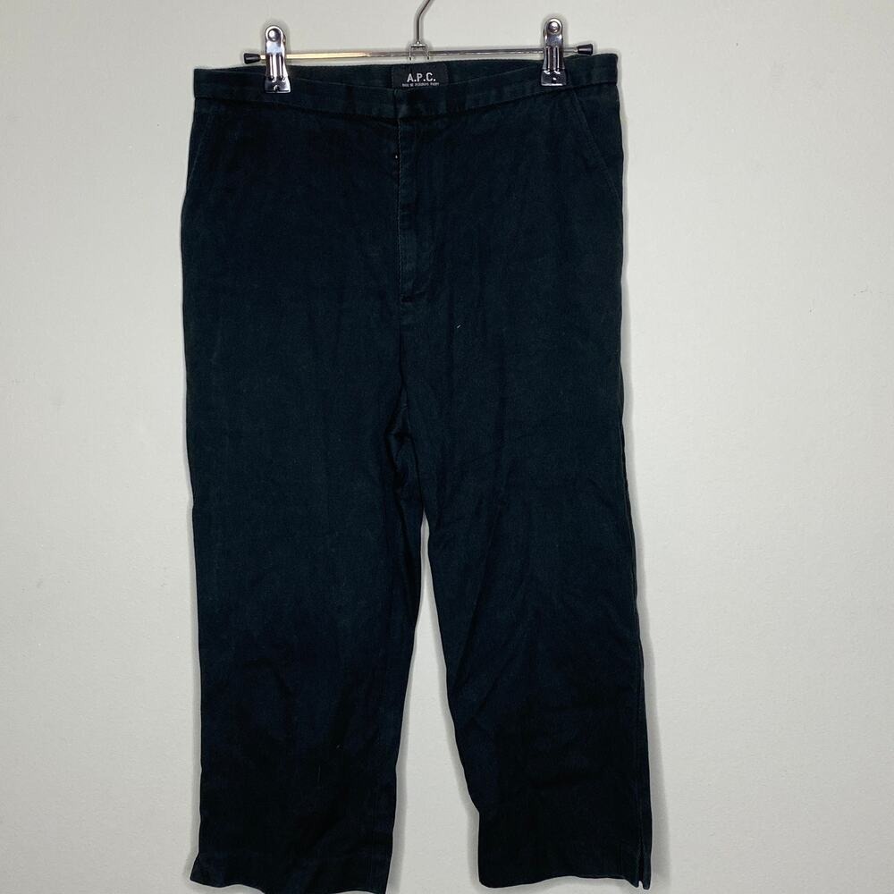 A.P.C. Black Cotton Striped High Rise Capri Pants Size 38 4/6